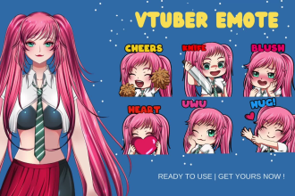 create high quality custom emotes design for your vtuber