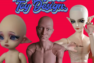create custom 3d sculpted bjd doll stl file for 3d printing