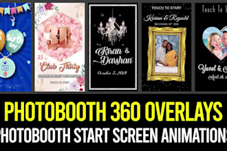 design photobooth start screen animation and 360 overlays