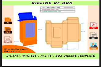 dieline design and box dieline for any packaging products