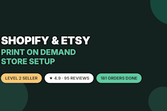 build your print on demand shopify etsy store ready to sell and product design