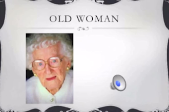voice over an old woman voice or an evil witch character