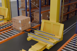 create 3d industrial animation warehouse automation, machinery video