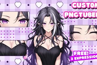 draw a custom pngtuber live2d avatar in anime vtuber style for your streams