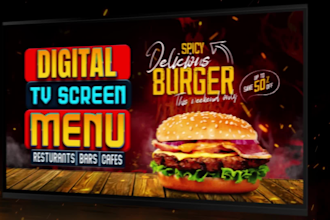 design digital menu board or animated TV menu for restaurant