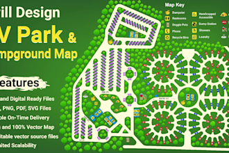 design a vector rv park map and campground map for websites and signage