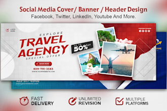 design facebook cover, youtube, twitter and linkedin banner