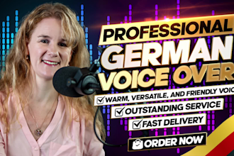 record a female german voice over in a charming voice