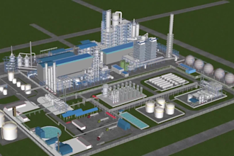 create 3d chemical plant animation and industrial process visualization