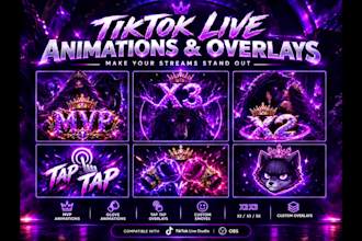create custom tiktok live overlay animations taptap,x2,x3,mvp