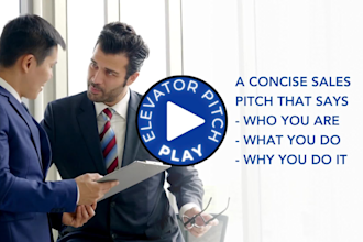 write an elevator pitch, sales speech or 60 second explainer