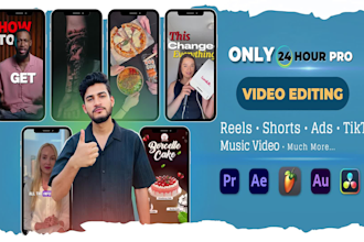 do professional video editing for youtube, reels, and shorts only 24 hr