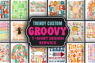 create retro vintage wavy groovy hippie 70s t shirt design