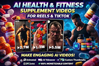 make high performing ai health and fitness supplement videos for reels, tiktok