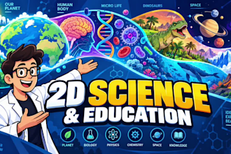create science and educational 2d animation videos for youtube