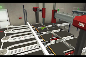 create cinematic 3d manufacturing and industrial production line animation