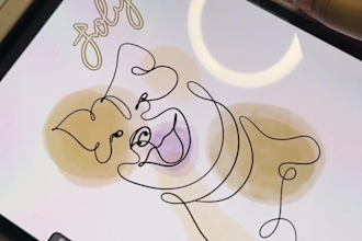 create a beautiful pet illustration continuous pets line drawing