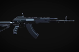 render 3d weapon animation, 3d fps animation, 3d sniper animation, low poly, gun