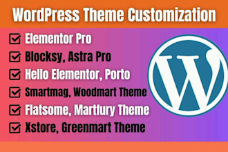 customize blocksy, astra, hello elementor, porto, smartmag, woodmart theme