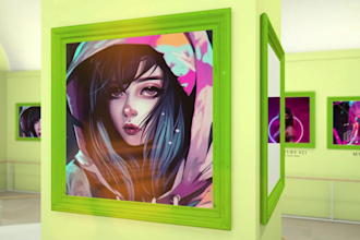 create 3d museum showcase video with realistic using your art gallery, nfts