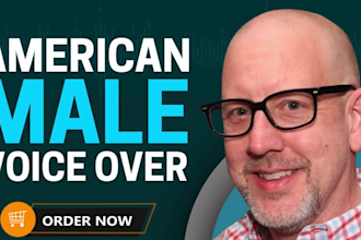 record a natural american male voice over, english, voice acting not ai