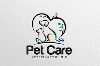 design logo for pet care, pet store, pet grooming, dog, cat
