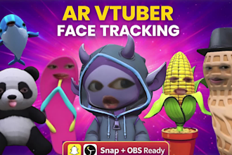 create 3d ar vtuber avatar with face tracking for streaming, snapchat and obs