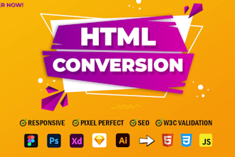 convert psd to html, figma to html tailwind css responsive