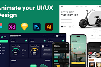 create detailed UI UX animation videos on mobile app, web, and dashboard