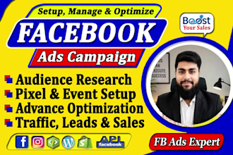 setup facebook ads campaign and instagram ads for sales, leads, traffic