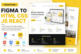 convert figma,psd,xd to html, css, js, react and javascript website