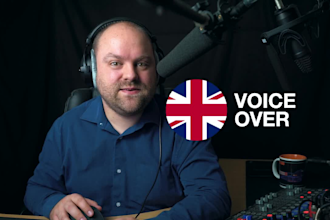 record a warm, friendly british male voice over