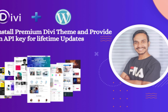 create professional divi website with install premium divi and provide API key