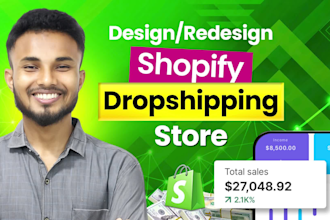 build shopify website, design or redesign shopify store, dropshipping store