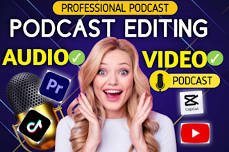 do weekly podcast video editing, edit audio podcast episode, riverside youtube