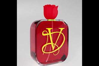 make stunning 3d photorealistic perfume bottle design