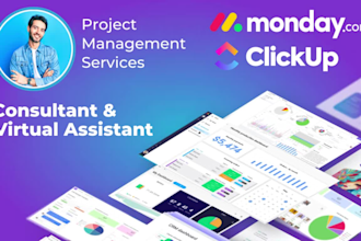be your project manager and consultant for clickup and monday
