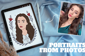 draw a custom hand drawn portrait of you, your couple, family or pet