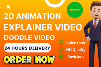 create custom 2d animated explainer video, doodle video, vsl