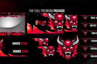 design full animated stream twitch,kick overlay and logo