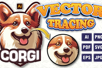 do vectorize image, redraw, recreate logo to vector file from adobe illustrator