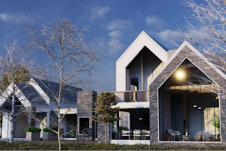 design residential villa or modern farmhouse interior design