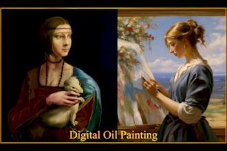 recreate vintage renaissance oil paintings, portraits, digital painting