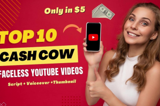 create top 10 cash cow faceless youtube videos