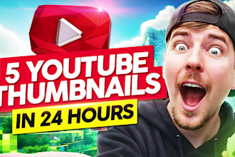 design attractive high CTR 5 youtube thumbnails in 24 hours