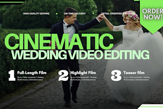 do wedding video editing, cinematic highlight and full films