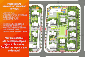 render architectural site plan, masterplan,  landscape plan