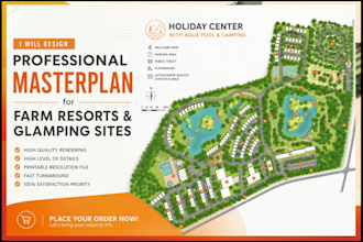 design luxury resort masterplan and glamping site plan