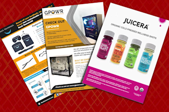 design product flyer, sell sheet, sale sheet