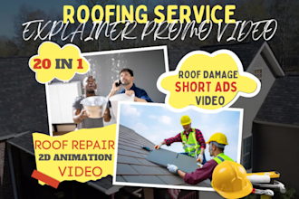 do roof repair video or roofer or roofing service ads promo